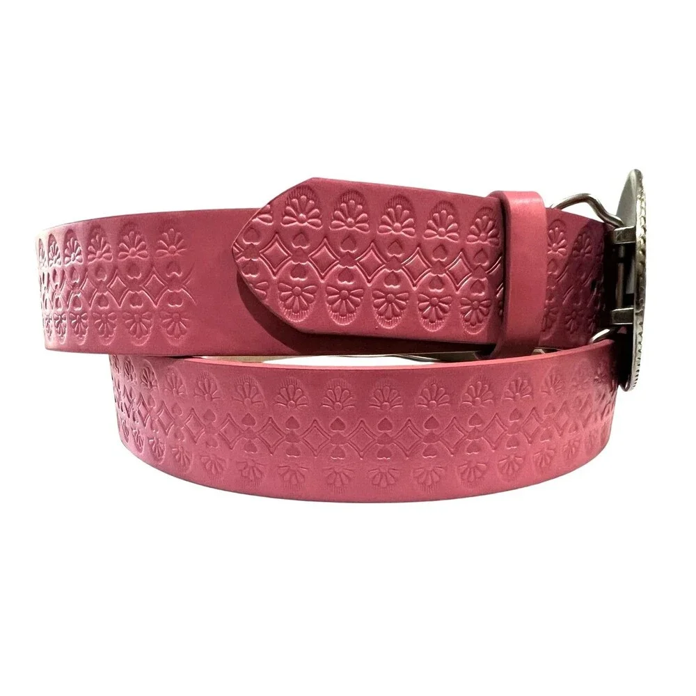 Nobo Women's Pink Embossed Belt w Nickle Buckle  2XL  NWT  Boho Hippie Western
